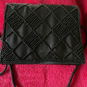 Bijoux Terner Small Vintage Black Beaded Bag
